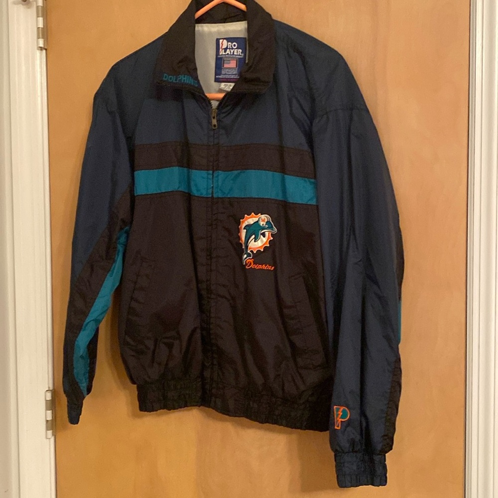 Pro Player Vintage Miami Dolphins Nylon Windbreaker Jacket  Boys size XL 18-20